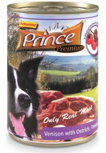 Prince Premium Dog Jeleń, struś, pomidory puszka 400g