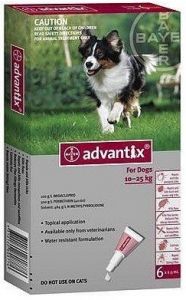 Advantix Spot-On dla psa 10-25kg - roztwór przeciwko pchłom i kleszczom - 4 pipety w opakowaniu