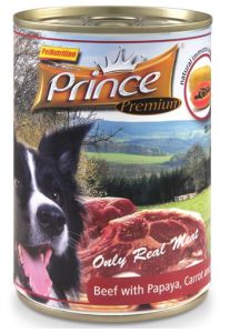 Prince Premium Dog Wołowina, papaja, marchew puszka 400g
