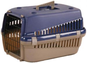 Transporter dla psa  54x38x33cm (M) niebieski z metalową kratką