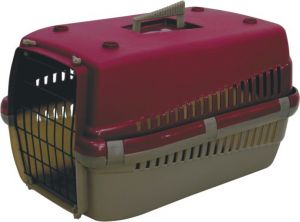 Transporter dla psa  54x38x33cm (M) czerwony z metalową kratką