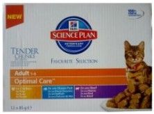 Hill's Feline Adult Chicken & Ocean Fish & Beef Optimal Care MULTIPAK saszetka 12x85g