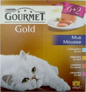 Gourmet Gold Mus Multipak puszka 8x85g 6+2 Wołowina/Tuńczyk/Wątróbka/Indyk