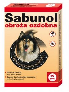 DermaPharm Sabunol Obroża przeciw pchłom dla psa ozdobna czarna 50cm